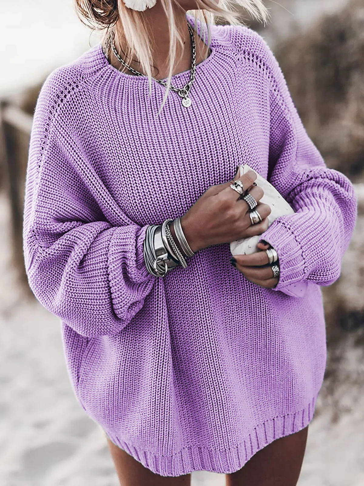 Jersey De Punto Sobredimensionado Para Mujer | Mangas Largas - Imagen 4