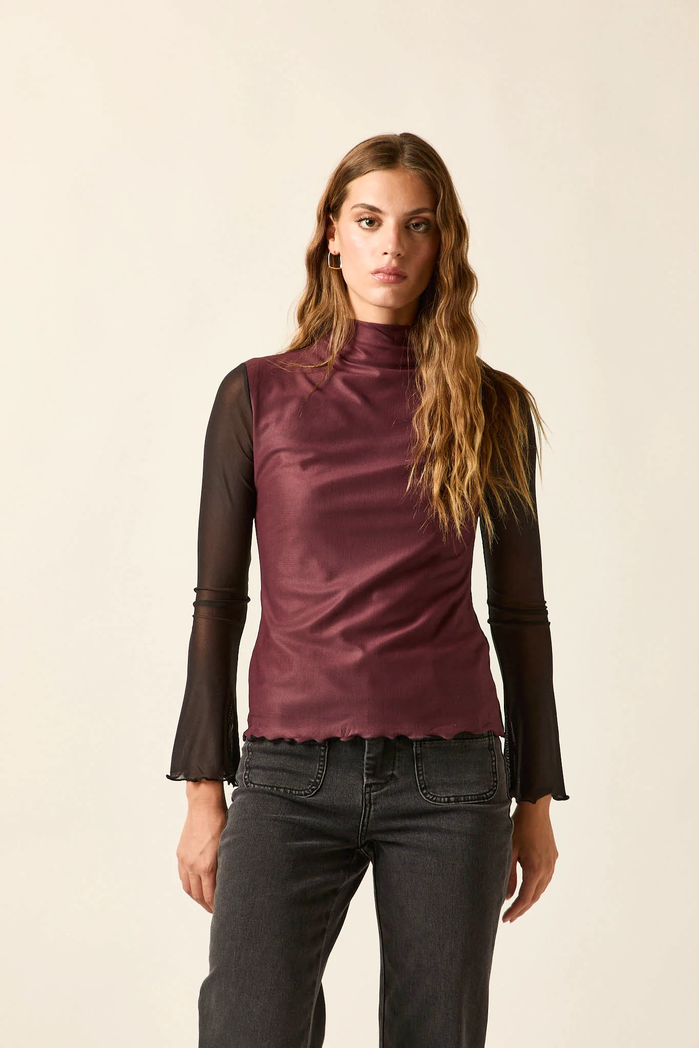 Top tul bicolor berenjena - Imagen 6