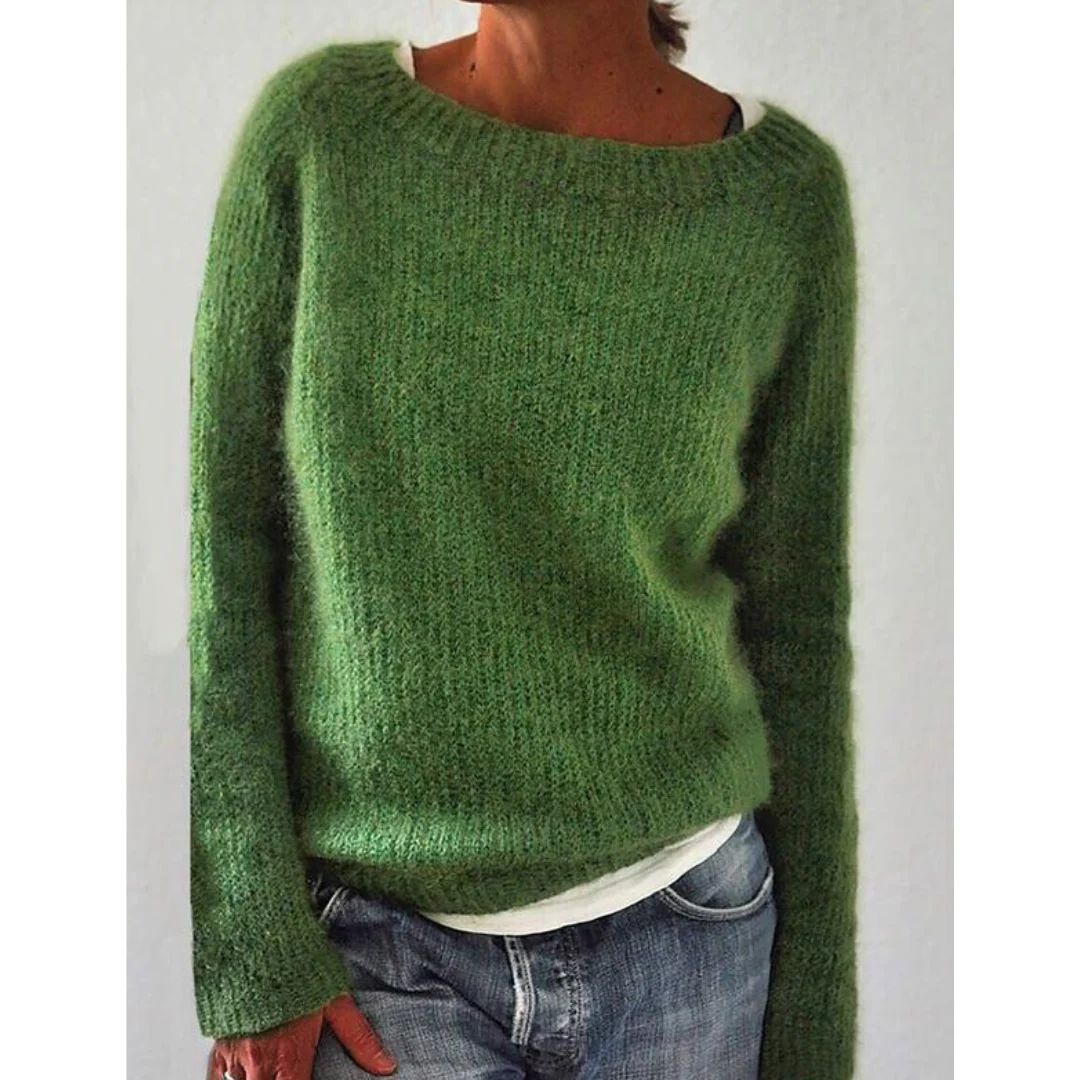 Jersey De Manga Larga Y Cuello Redondo Para Mujer | De Punto
