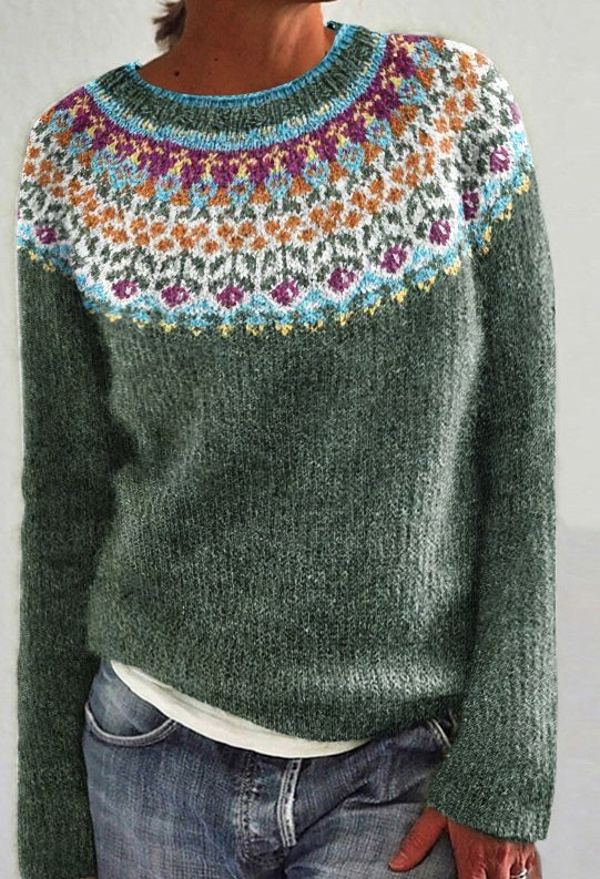 Jersey De Cuello Redondo Con Estampado Floral Para Mujer | De Punto - Imagen 2
