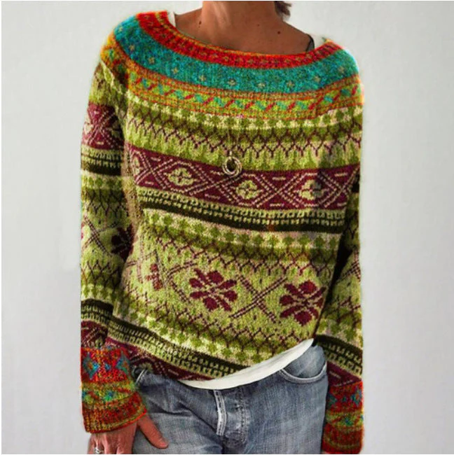 Jersey Cálido Vintage Estampado Para Mujer | Mangas Largas - Imagen 4