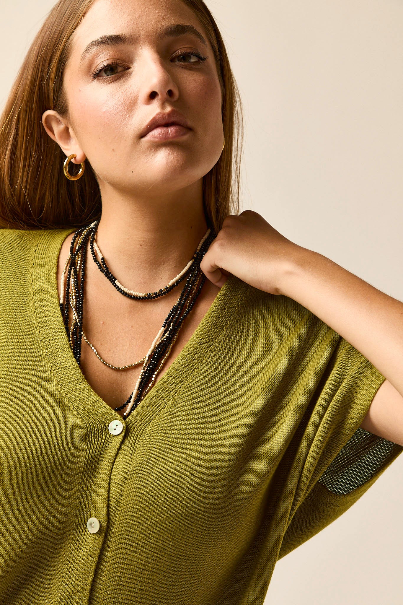 Chaqueta de punto con botones verde