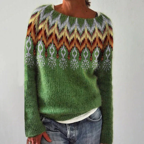 Jersey Cálido Vintage Estampado Para Mujer | Mangas Largas - Imagen 6