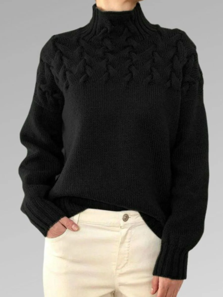 Jersey De Invierno Cálido De Punto Para Mujer | Mangas Acanaladas - Imagen 2