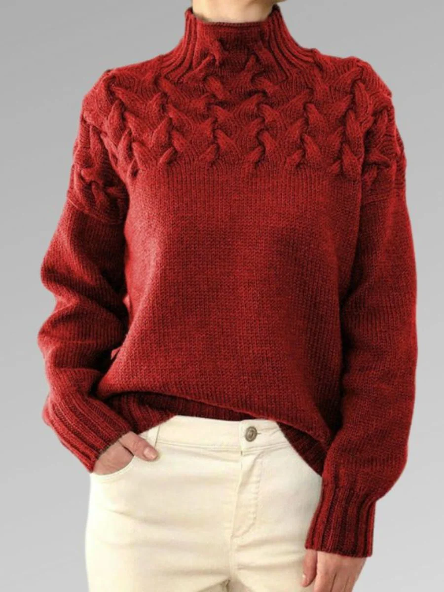 Jersey De Invierno Cálido De Punto Para Mujer | Mangas Acanaladas