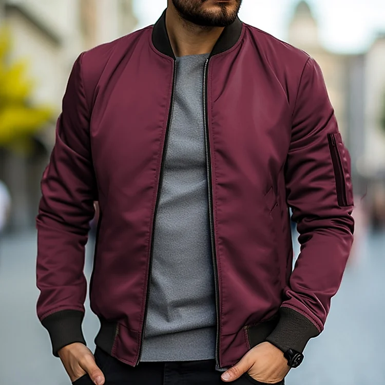 Chaqueta Bomber Con Cremallera Para Hombre | Cuello Alto - Imagen 7