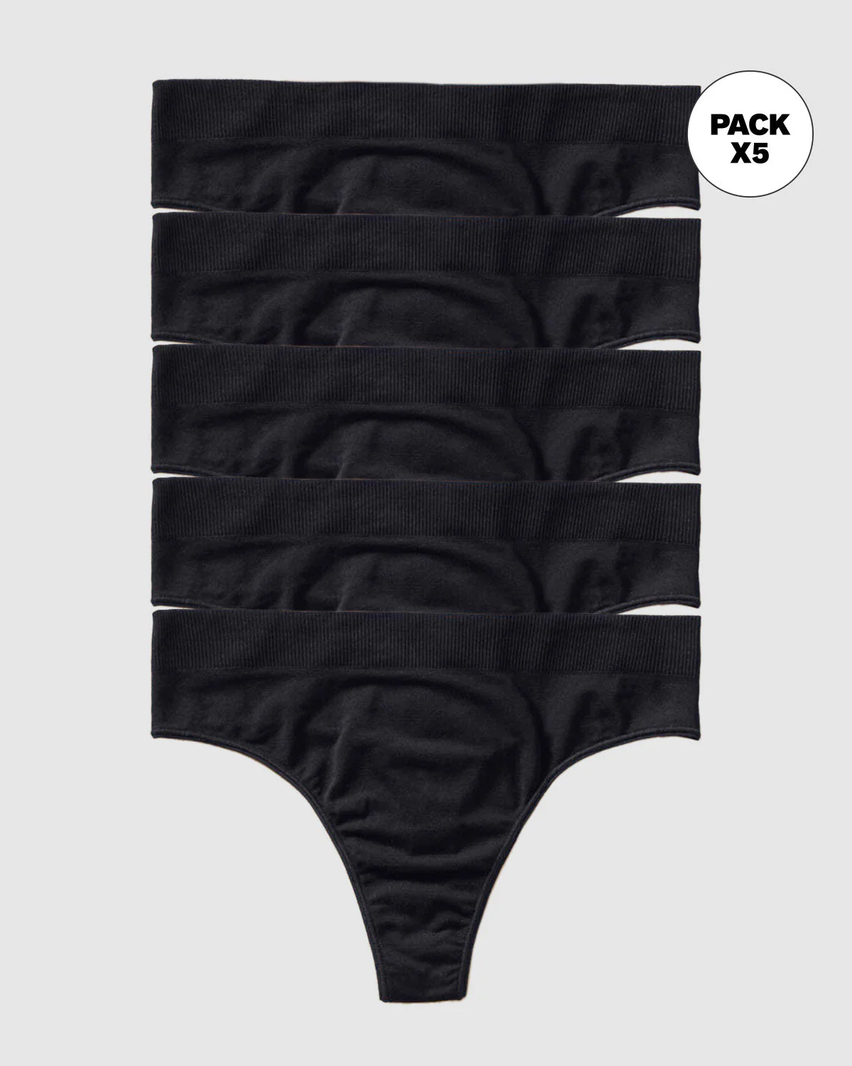 Paquete x 5 tangas tiro alto en tecnología seamless