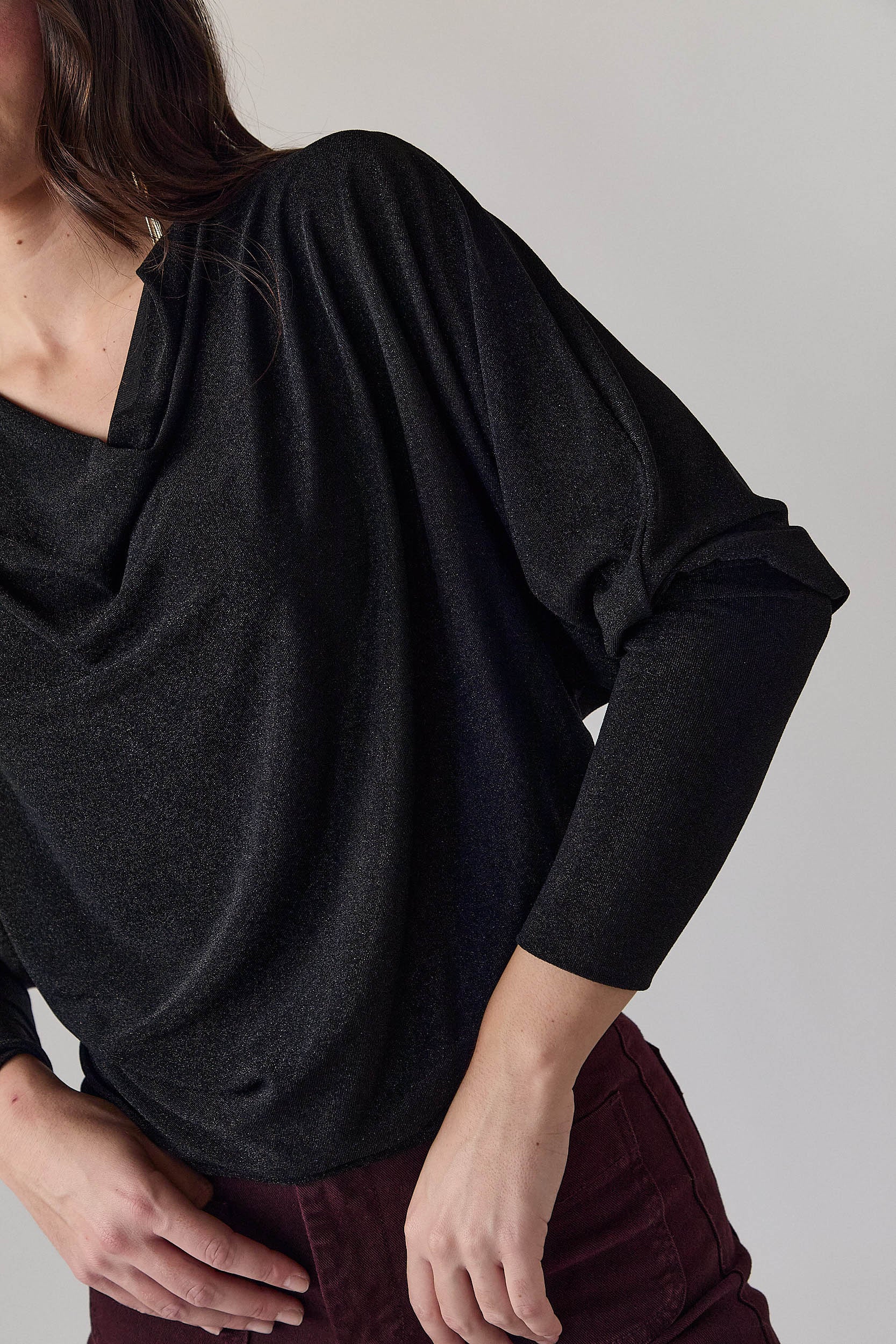Top drapeado lurex negro - Imagen 6