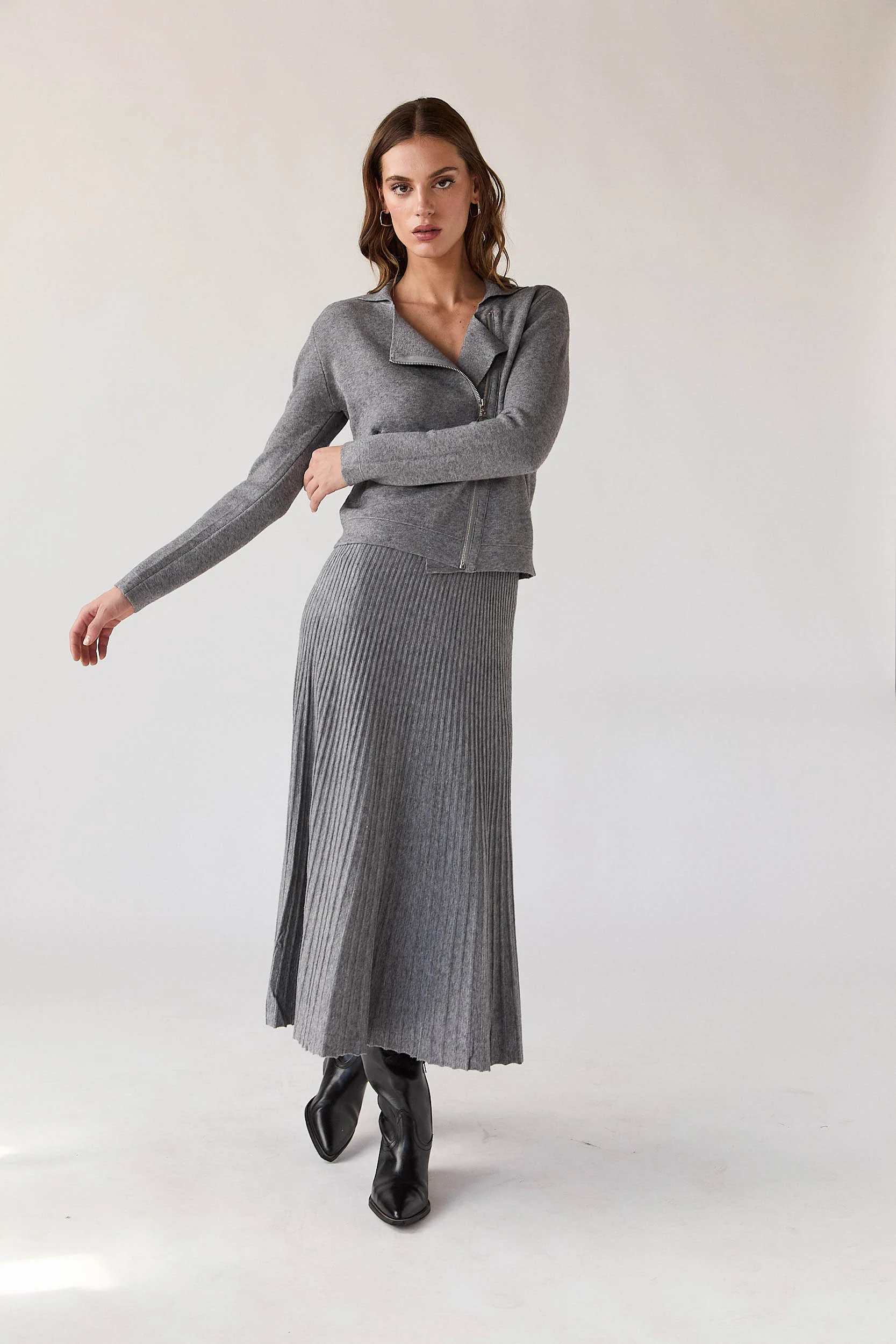 Falda midi punto gris - Imagen 3