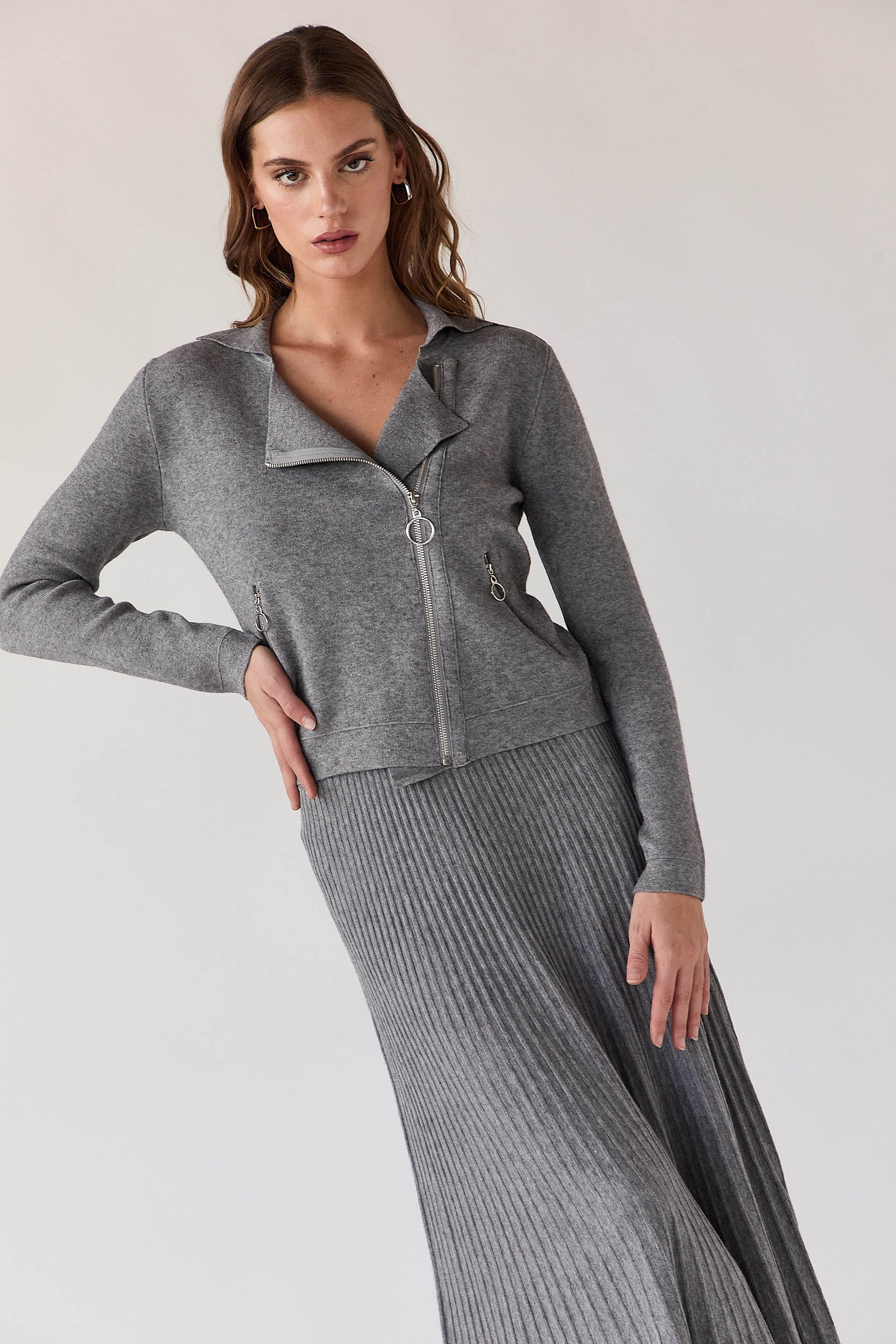 Falda midi punto gris - Imagen 4