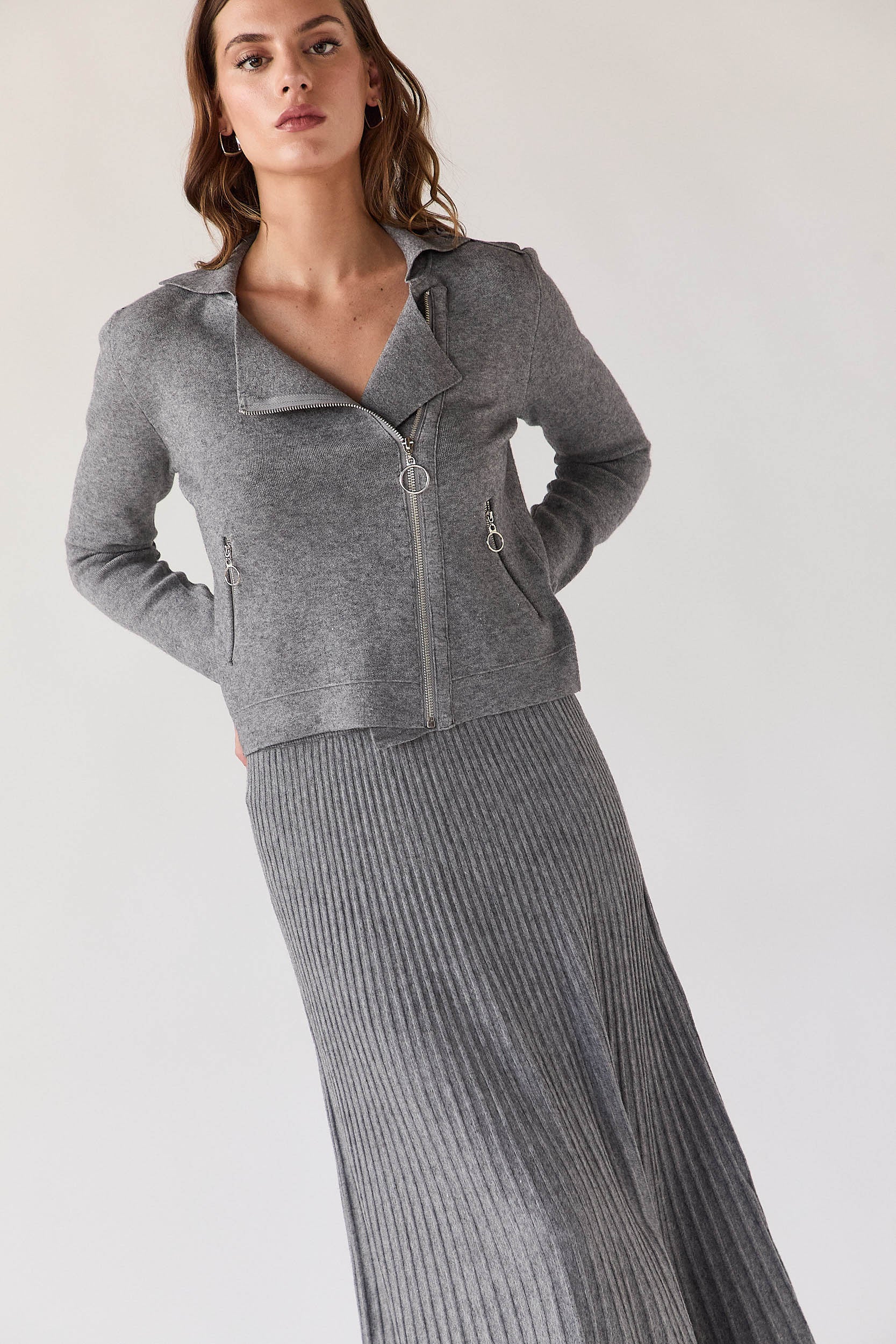 Falda midi punto gris - Imagen 6