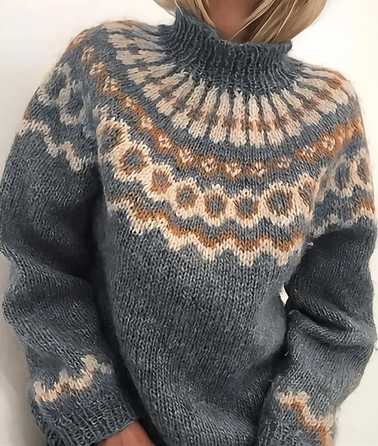 Jersey De Punto Con Cuello Redondo Para Mujer | Dobladillo Acanalado - Imagen 4
