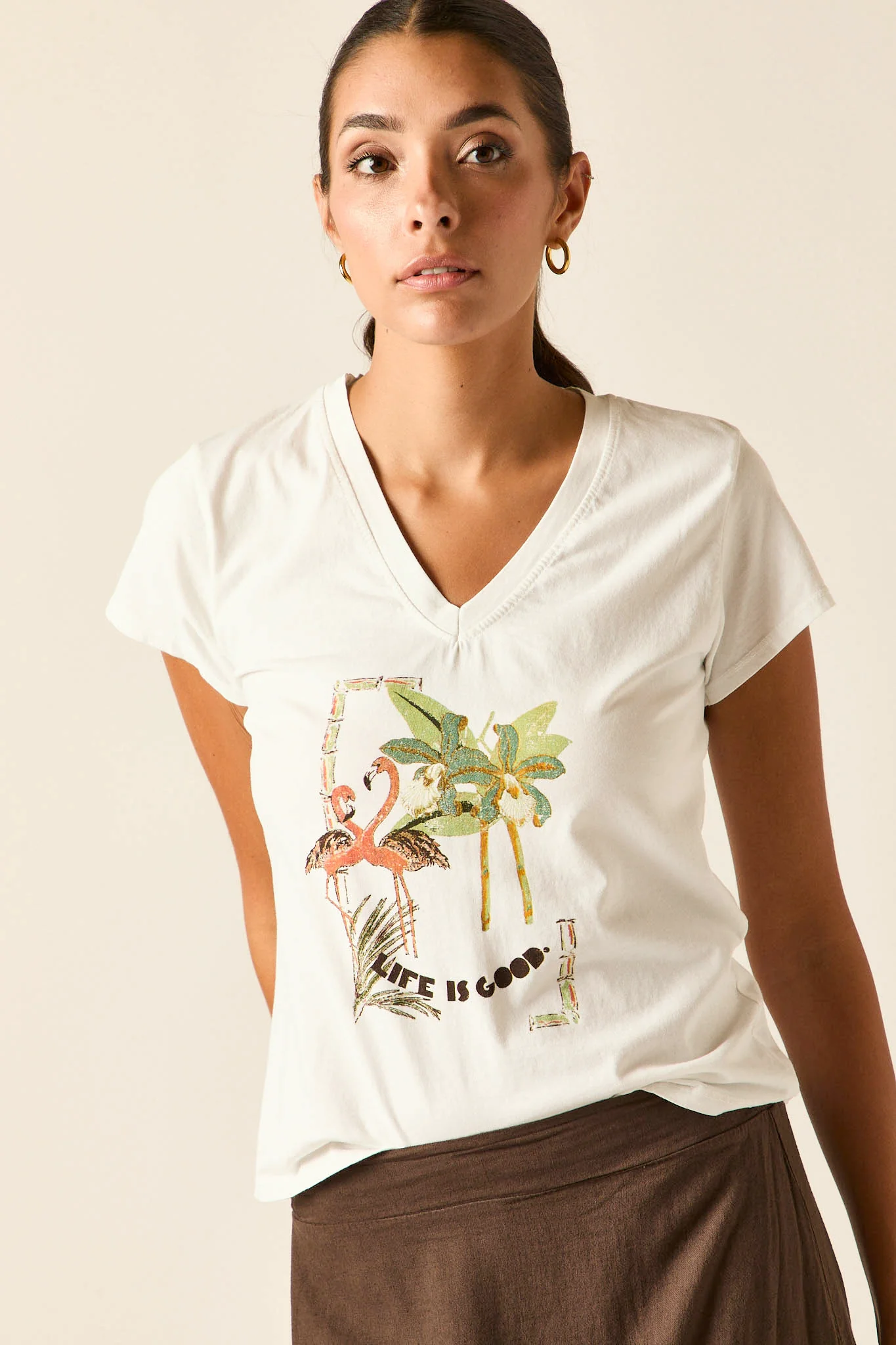 Camiseta manga corta flamencos blanco - Imagen 3