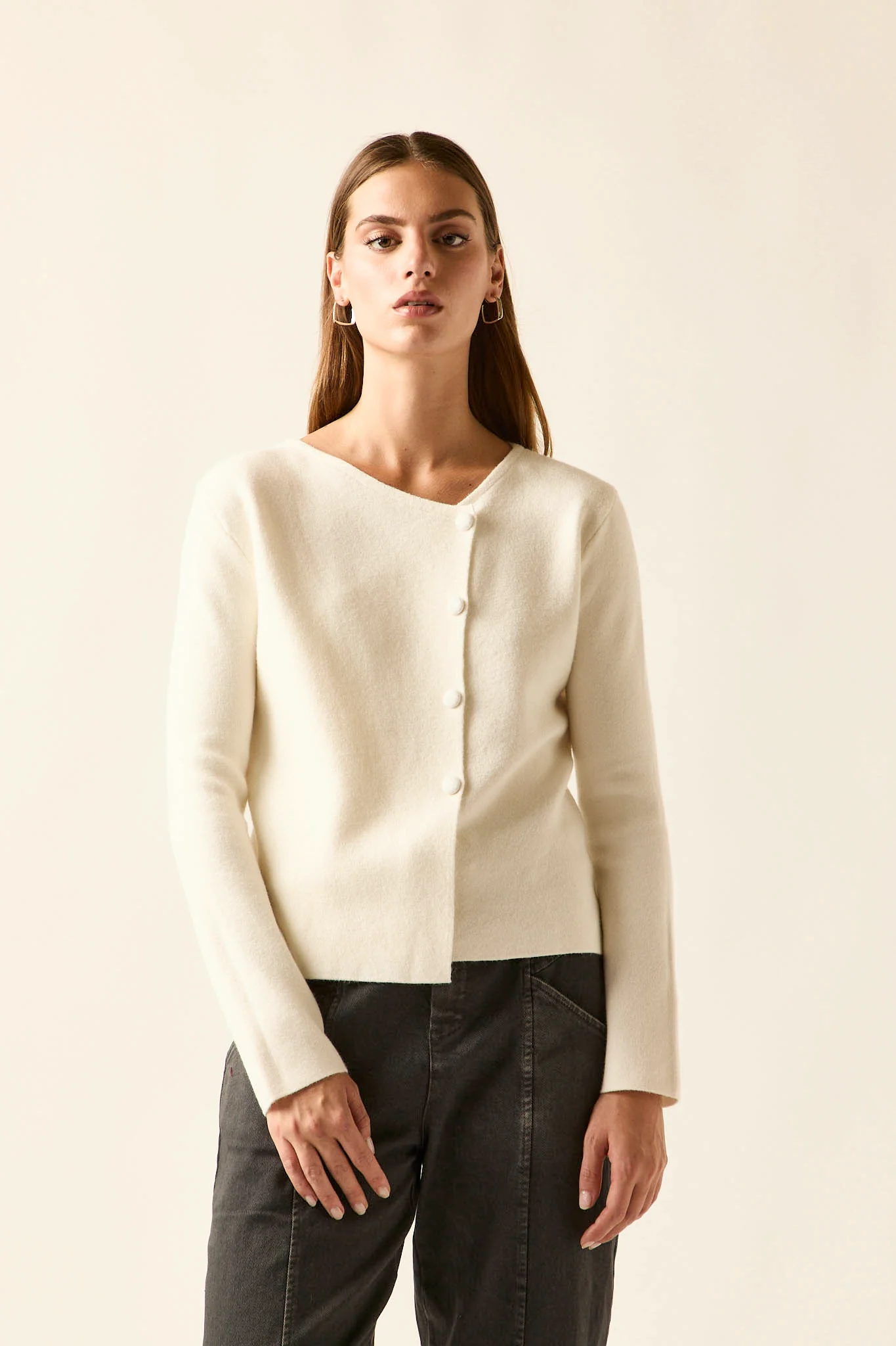 Chaqueta botones cruzado crudo