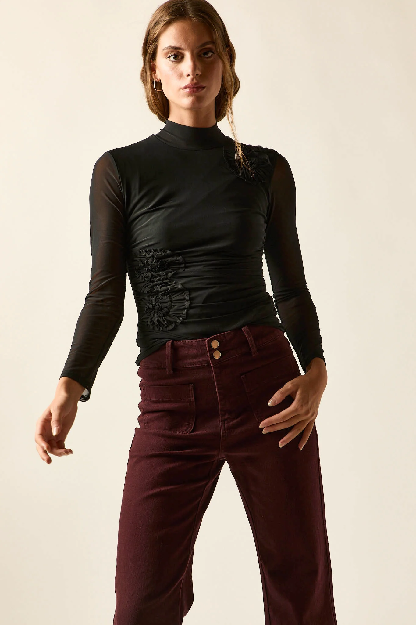 Top tul flores negro - Imagen 5