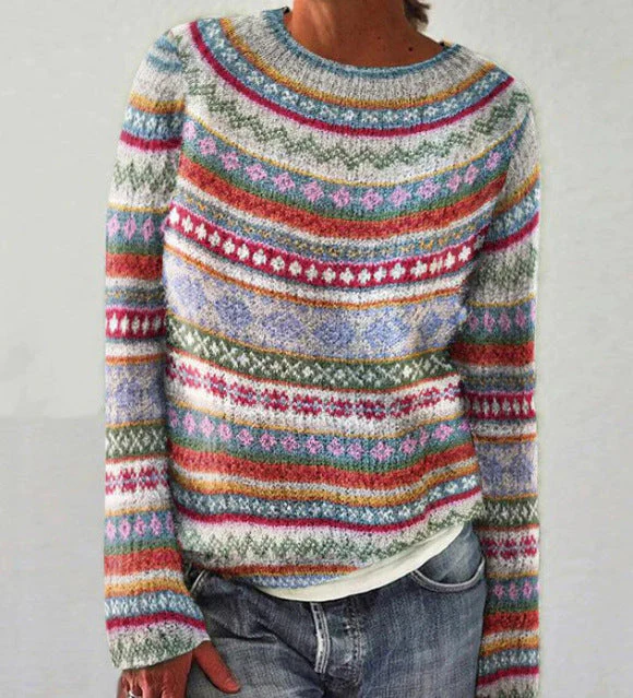 Jersey De Punto Vintage Para Mujer | Cuello Redondo - Imagen 2