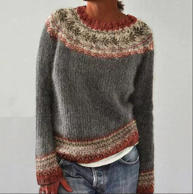 Jersey De Punto Vintage Para Mujer | Cuello Redondo - Imagen 4