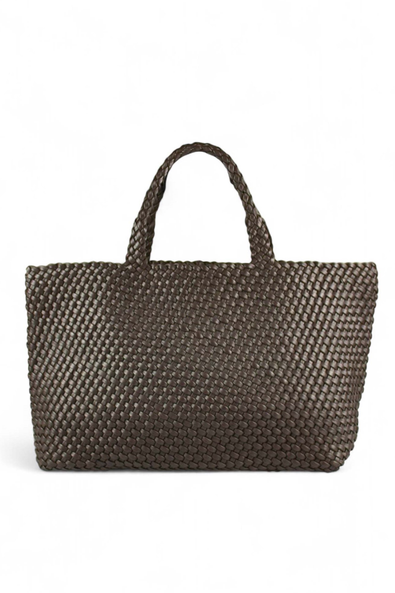 Bolso Tote Mirella De Piel Trenzada Chocolate