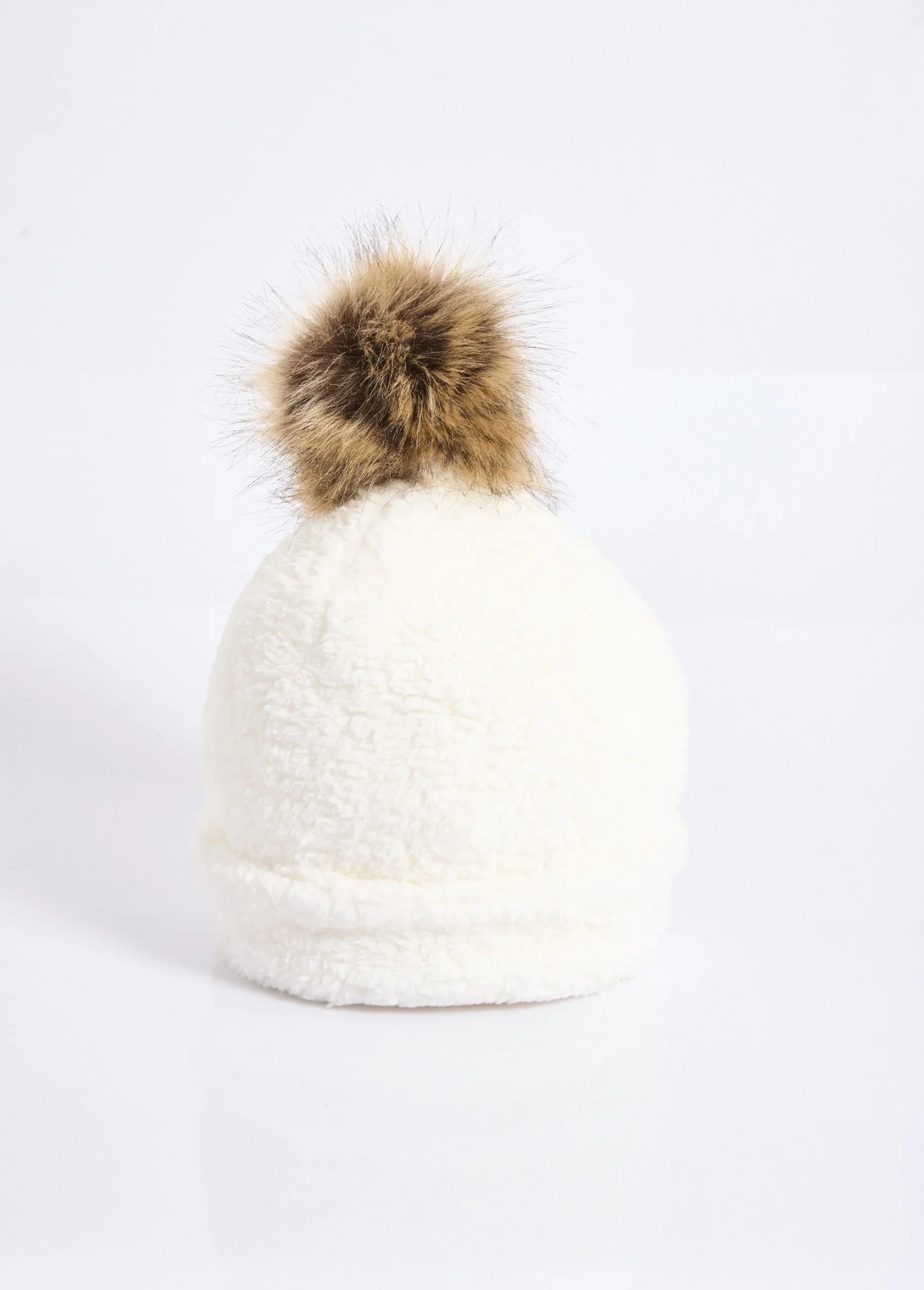 Gorro de polar estilo sherpa liso + pompón