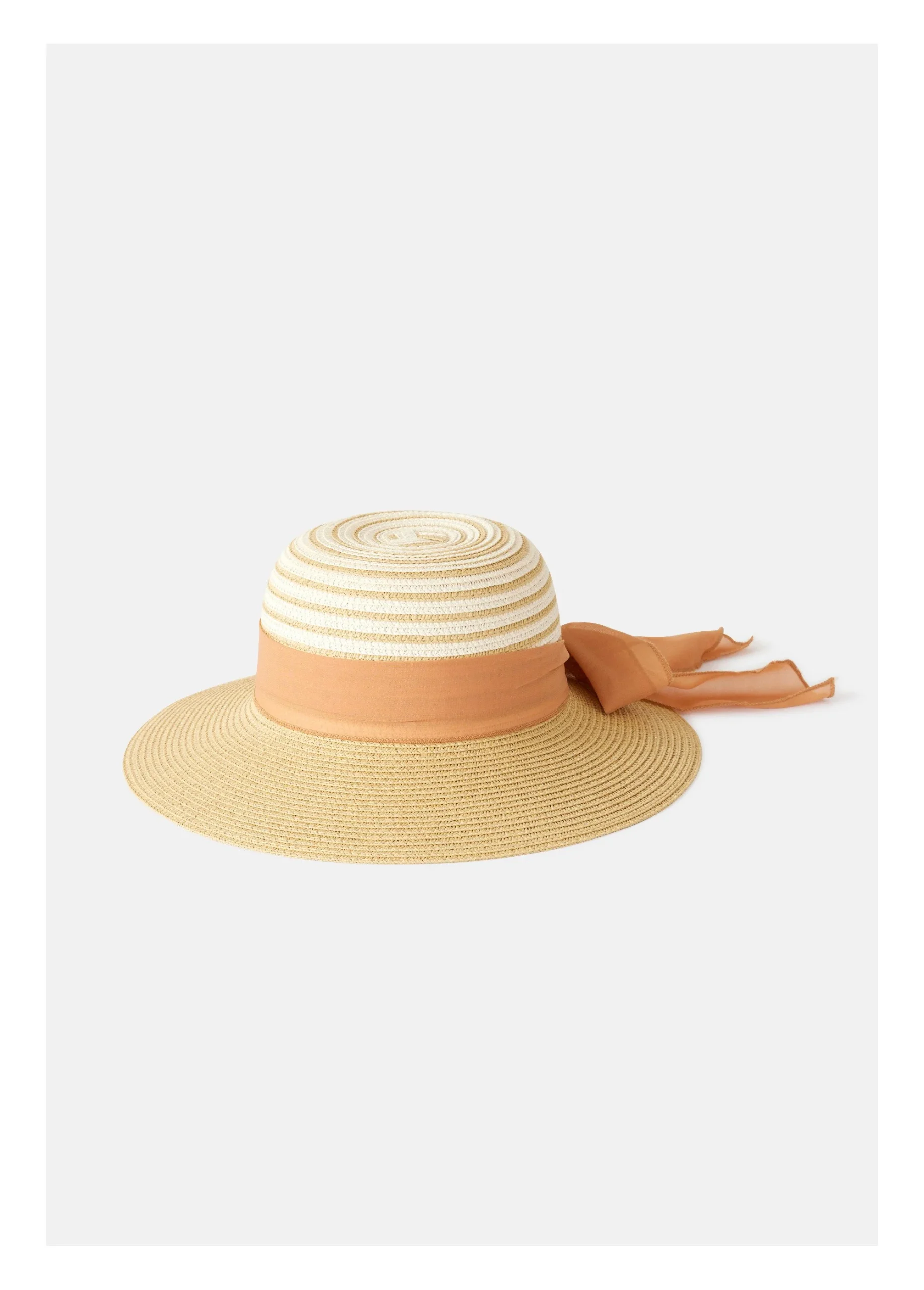 Sombrero de paja a rayas con lazo y cinta - Imagen 5