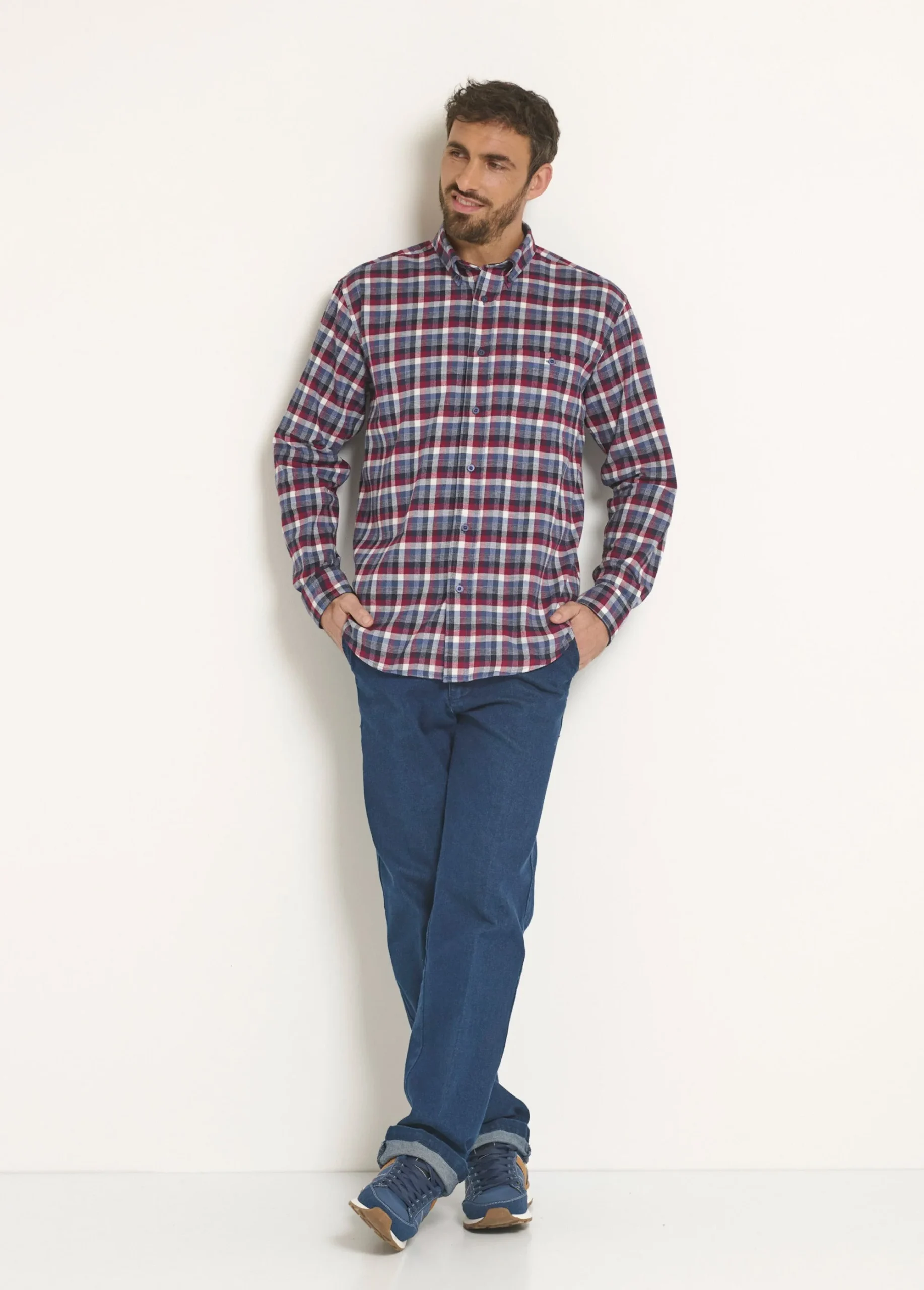 Camisa de franela elástica a cuadros - Imagen 5