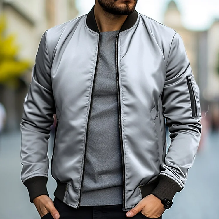 Chaqueta Bomber Con Cremallera Para Hombre | Cuello Alto - Imagen 3