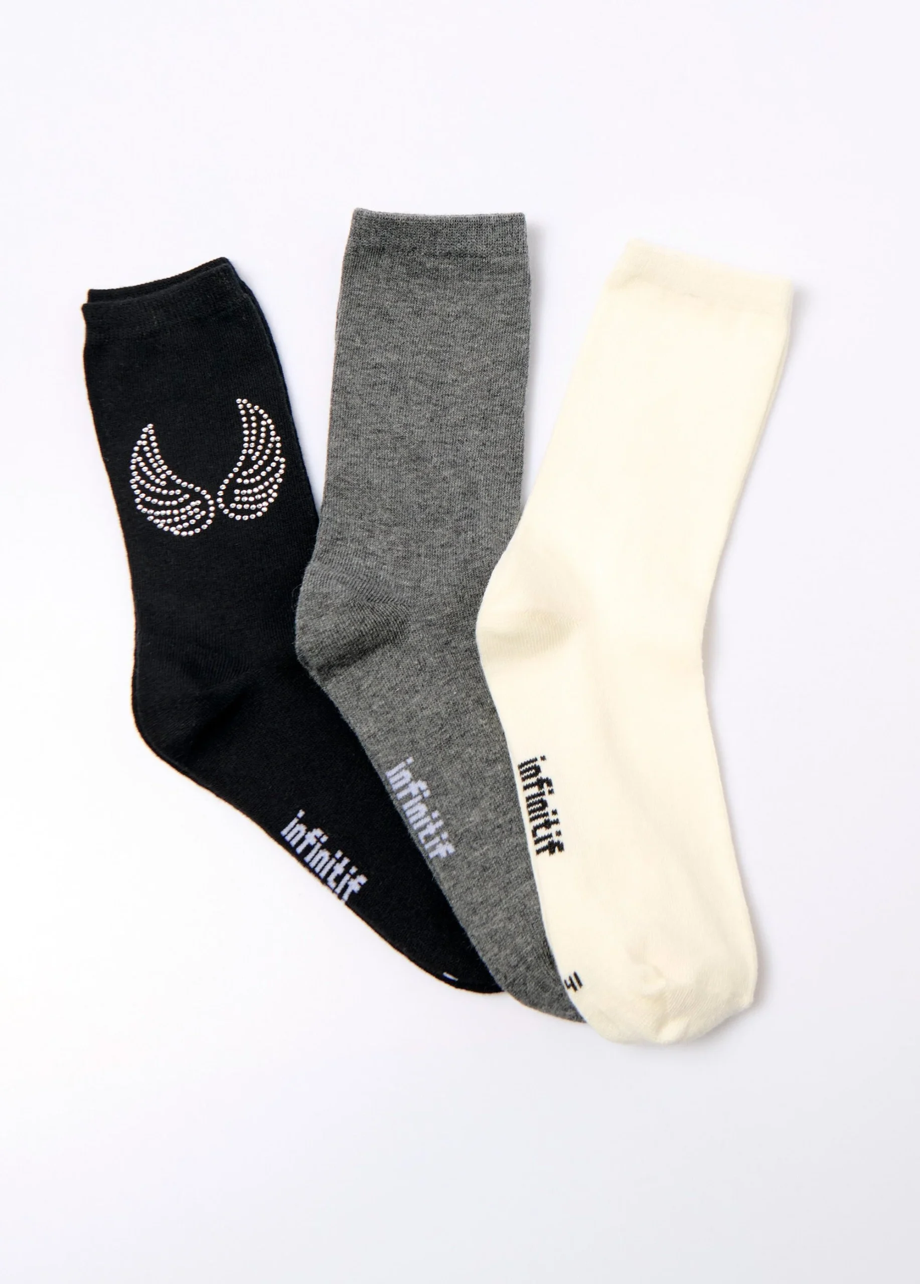 Juego de 3 calcetines de ángel con diamantes de imitación