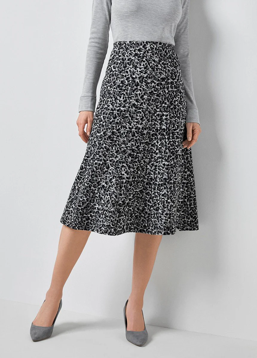 Falda evasé de punto jacquard con cintura elástica