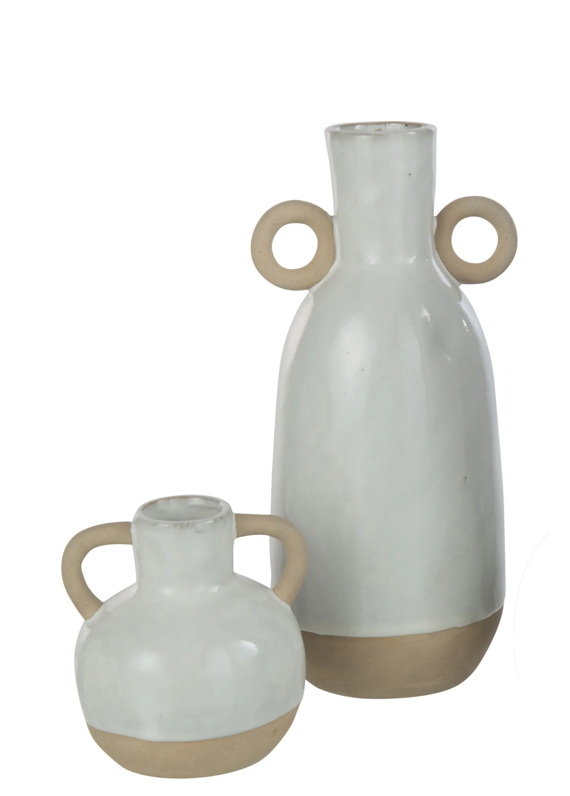 Jarrón pequeño de porcelana bicolor con asas - Imagen 2