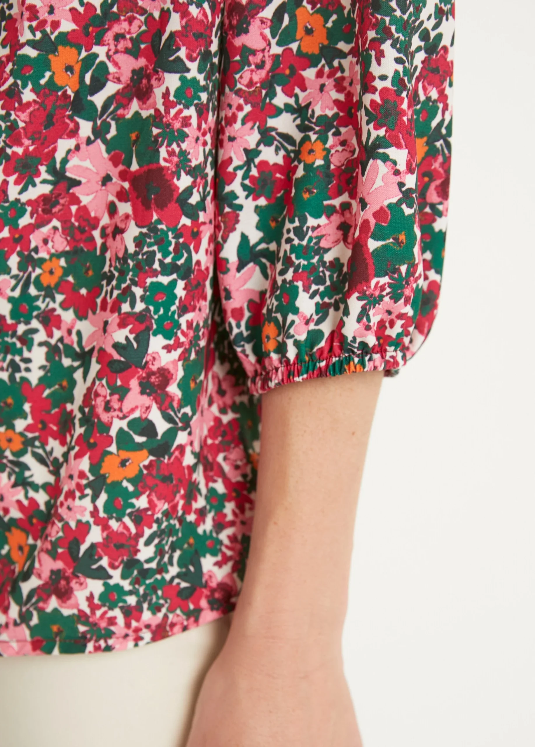 Túnica larga recta floral con cuello en V - Imagen 5